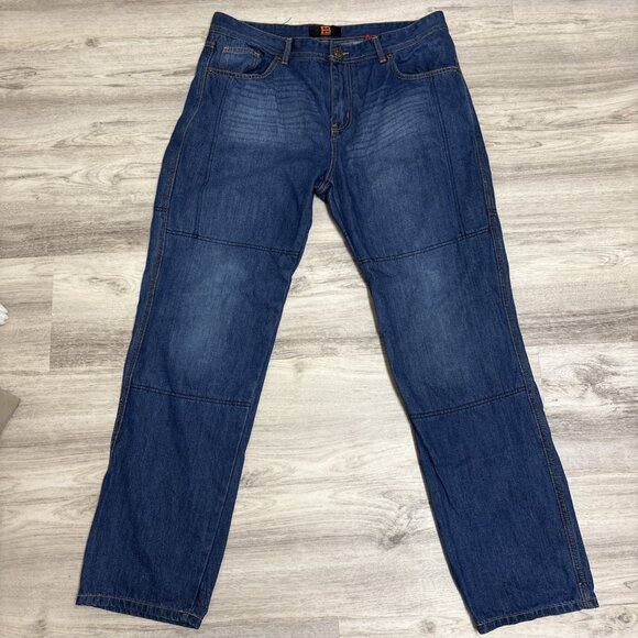 HB Huxlay Bros Motorcycle Jeans Mens 40x34 Blue Denim w/ Kevlar Stretch Lining - Picture 1 of 11